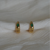 Emerald CZ Huggie Hoops