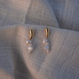 Gold Teardrop Pearl Earrings